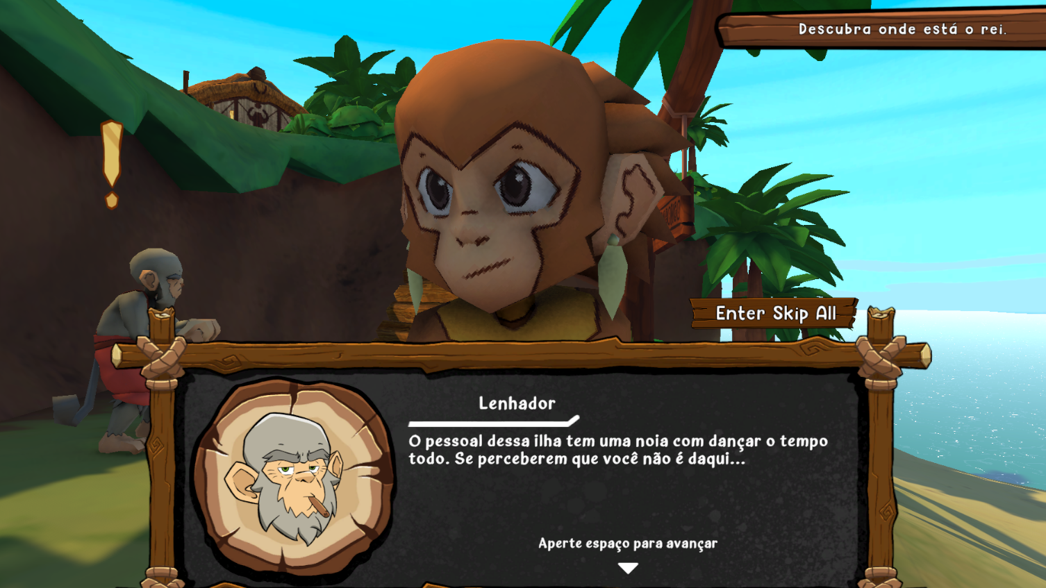 Diálogo com personagem em BananaBongô
