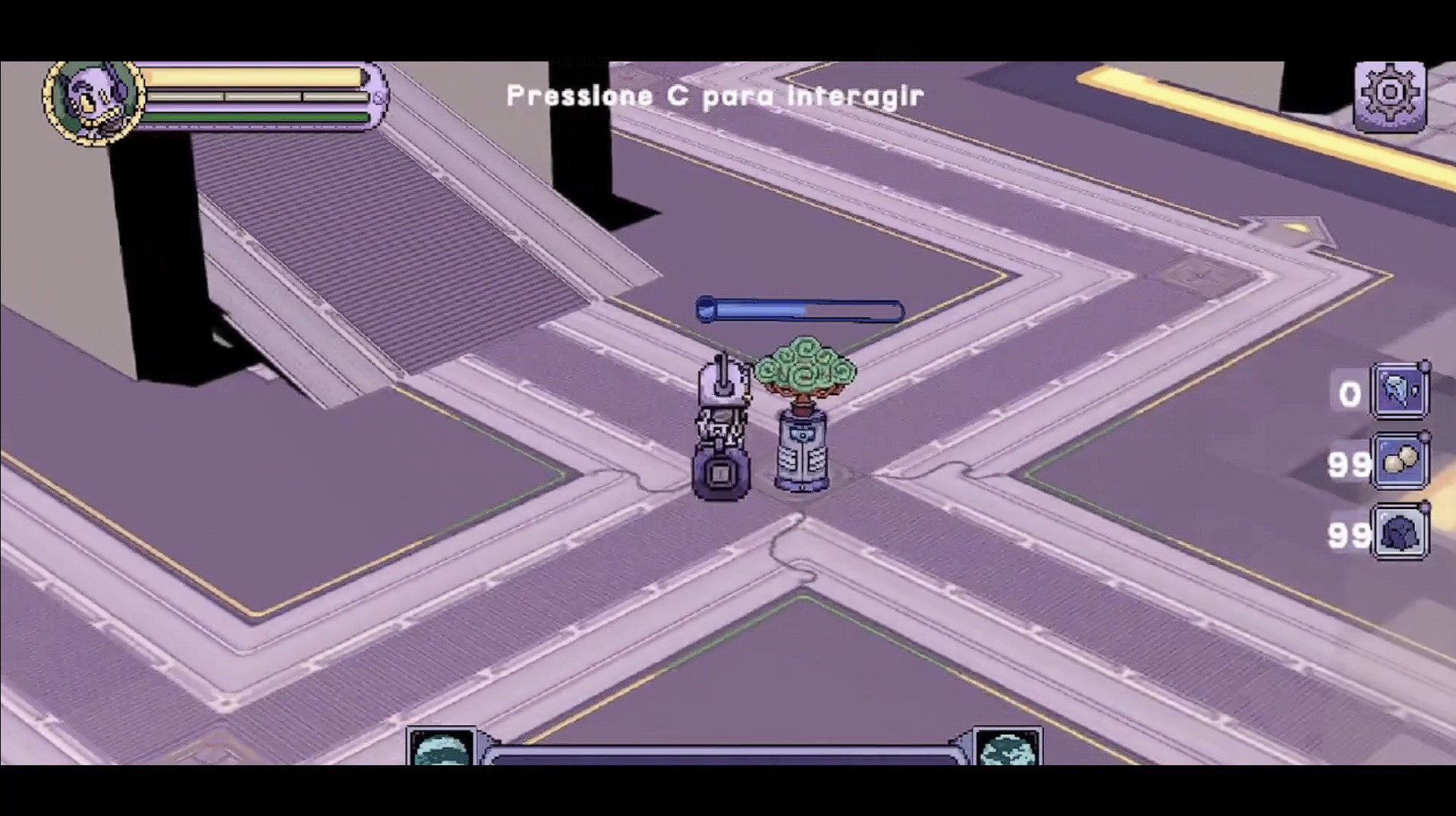 Robô protegendo a última planta em Last Plan't